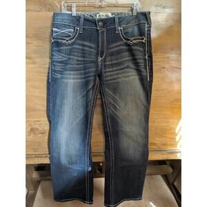 Ariat Entwined Bootcut Jeans Womens 32R Blue Denim Casual Mid Rise Straight NWT